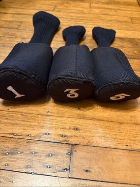 Set of 3 Black Knit Golf Club Headcovers (1, 3, 5)